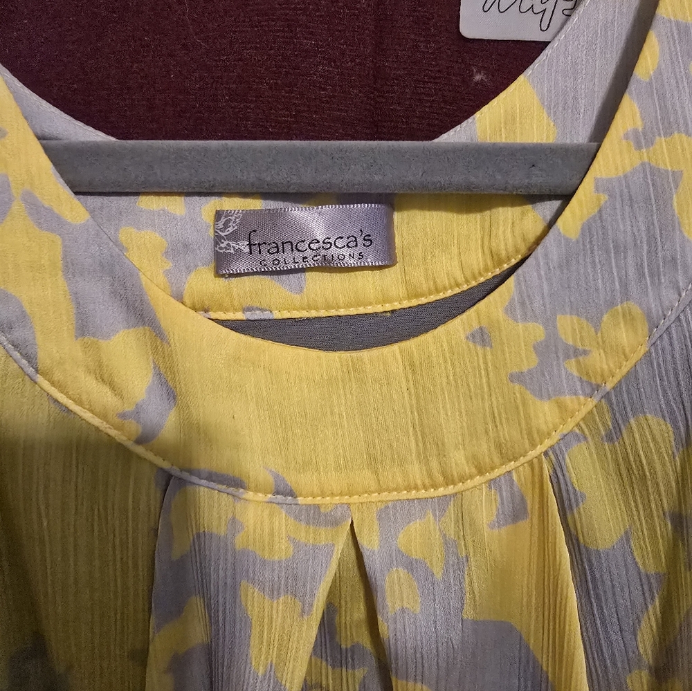 Francesca’s Yellow & Gray Sleeveless Mini Dress Women’s Size Small - Picture 2 of 6